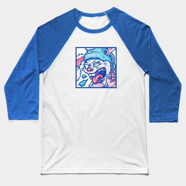 Bunny on Drugs Baseball T-Shirt by wehkid